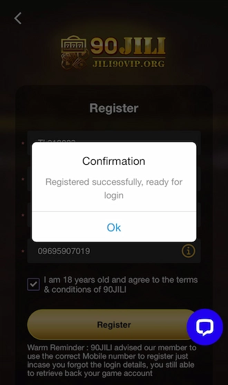 Step 3: Click register and confirmation